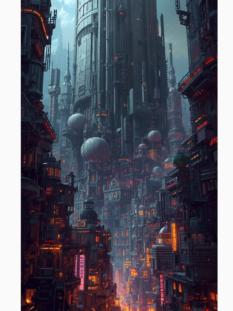 Neon Citadel Descent by AbstractAnom