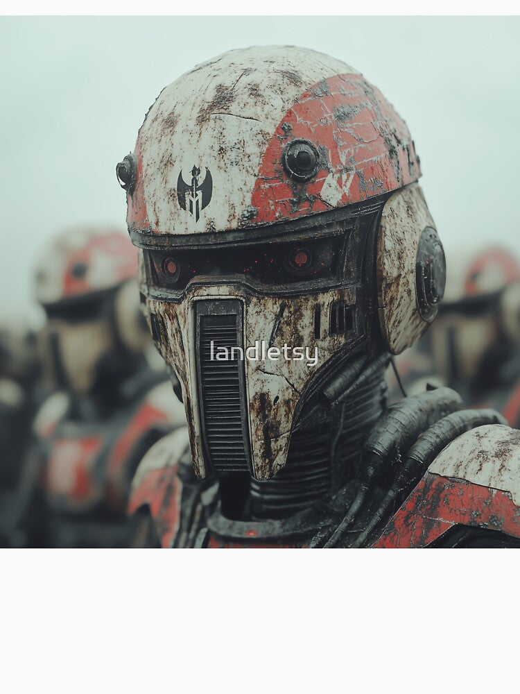 Battle-Worn Robot Soldier in a Futuristic Army by landletsy
