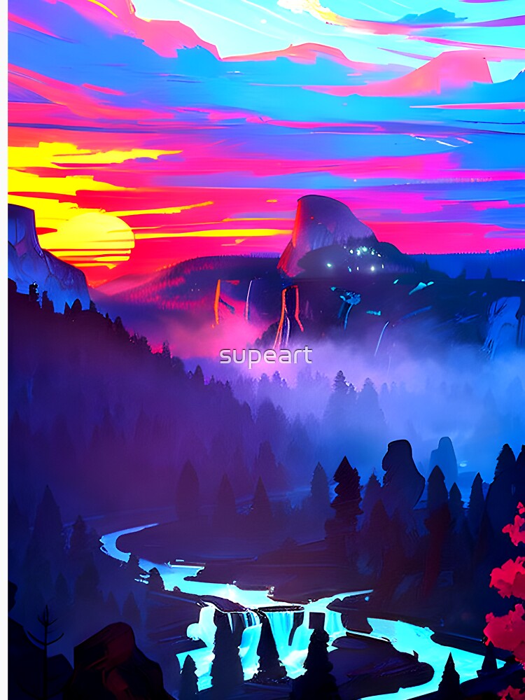 Experience the Beauty of Nature with a Minimalist Mountain River View Print by supeart