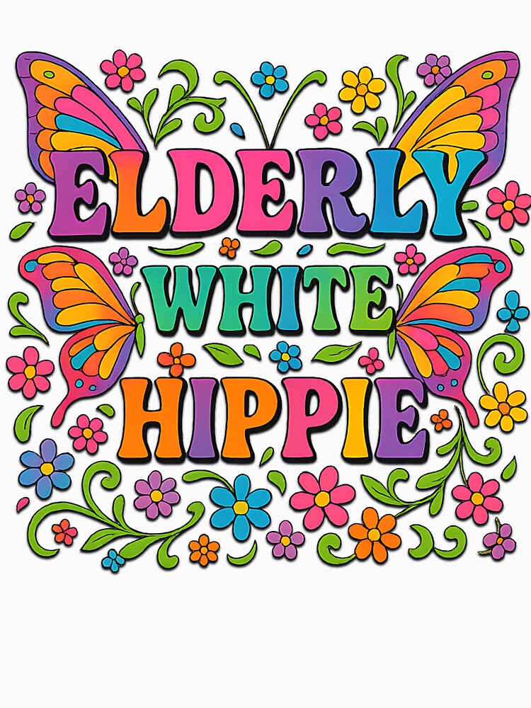 Elderly White Hippie Retro Flower Power Design by LunaSpellStudio