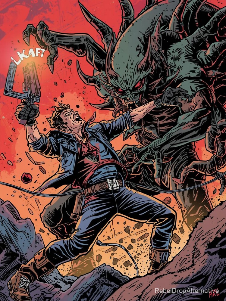 Last Stand Hero – Punk Sci-Fi Monster Fight Art by RebelDropAlternative