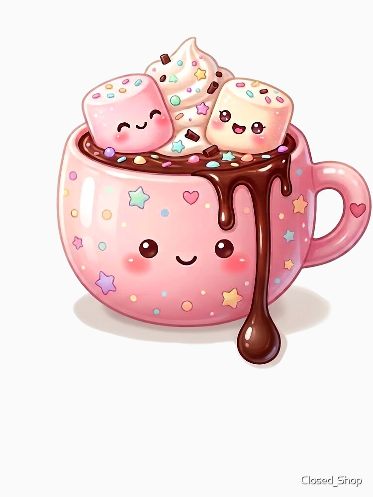 Cute Kawaii Hot Chocolate Mug with Marshmallows by ChipchaOddities