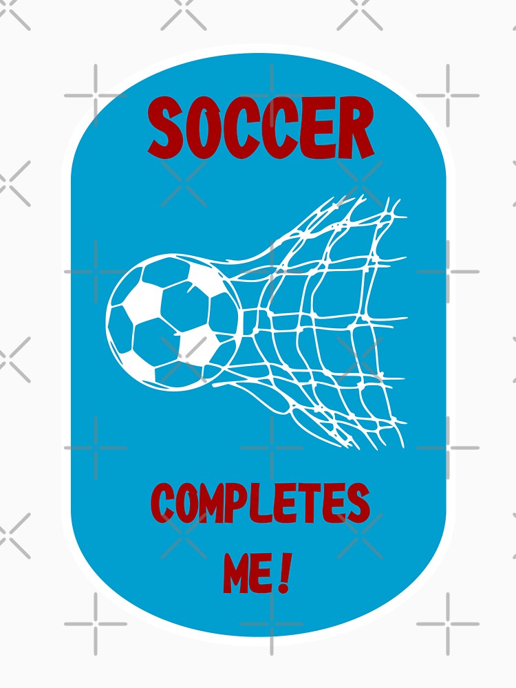 Soccer Completes Me / Football Design on a Red White & Blue Background by ThisNThatImages