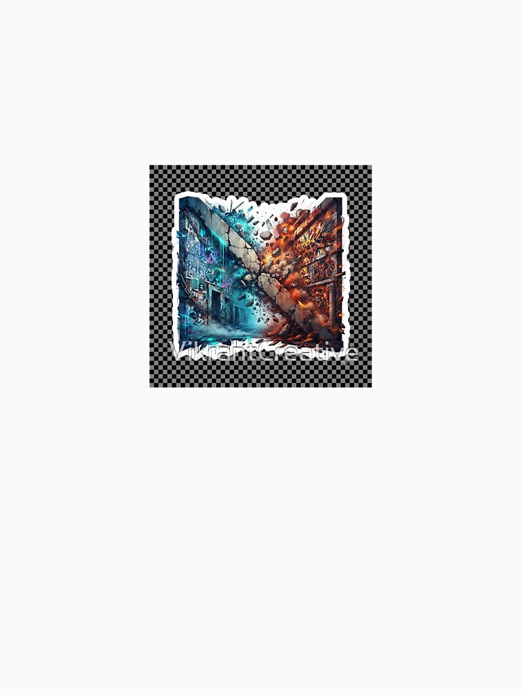 Portugal vs Spain Shattered Wall Blue vs Fire Street Art by VikrantCreative