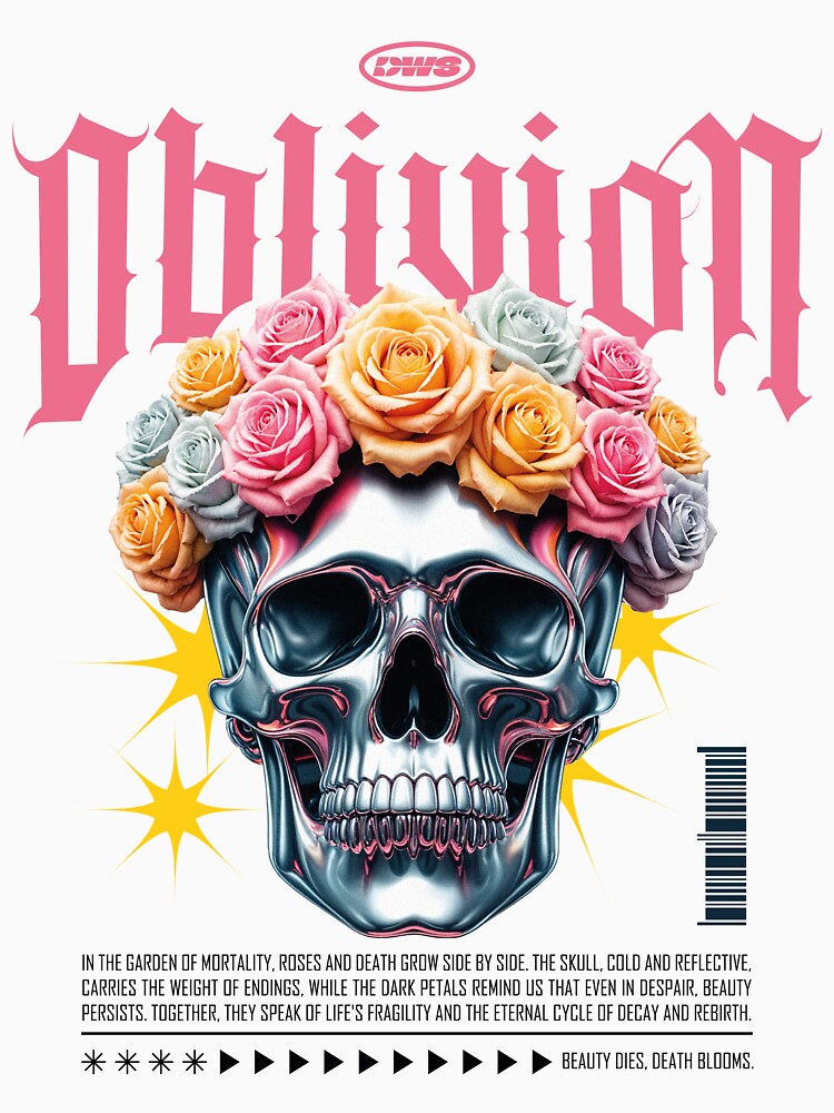 Oblivion Skull Floral Gothic Aesthetic TSHIRT by StudioDWS