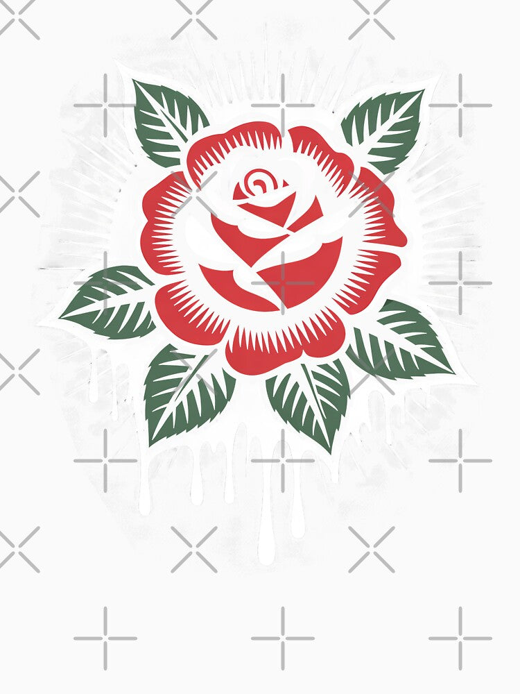 Rose Head Starburst Drip Tattoo Art Gothic Floral Design by Say It With Ink