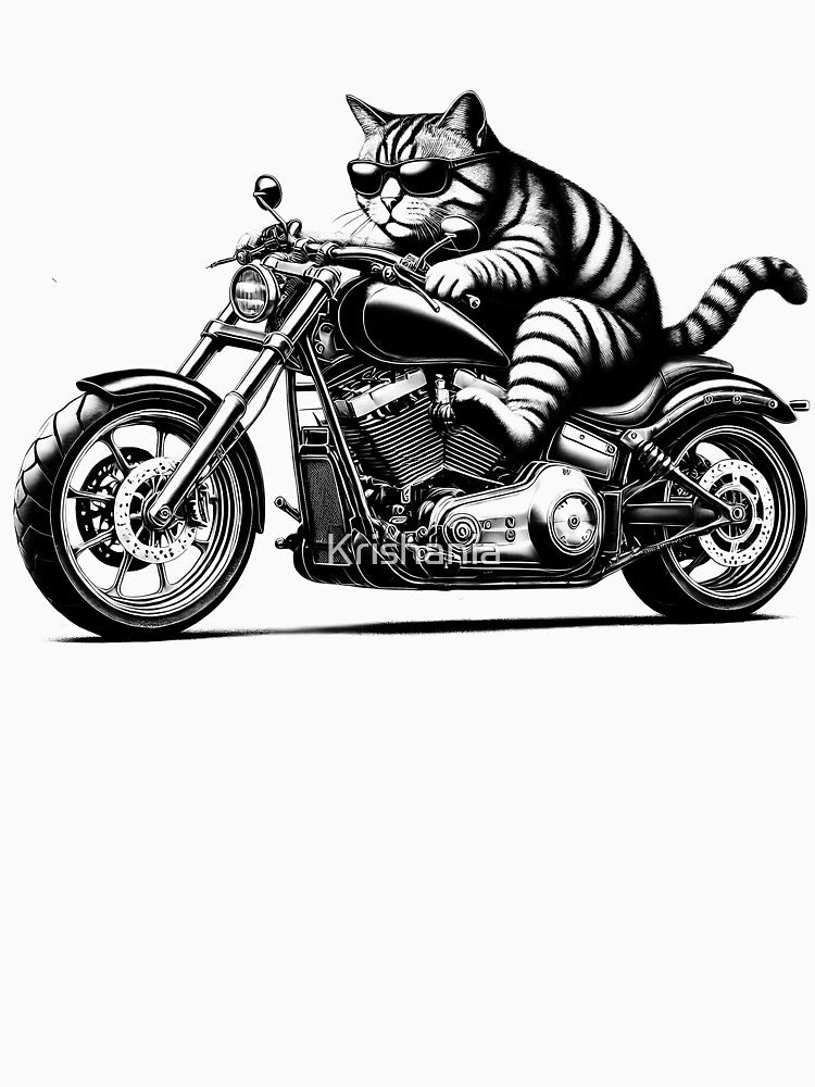 Cool Cat Riding a Motorcycle Biker Kitten Lover by Kimberley King Art  King Art