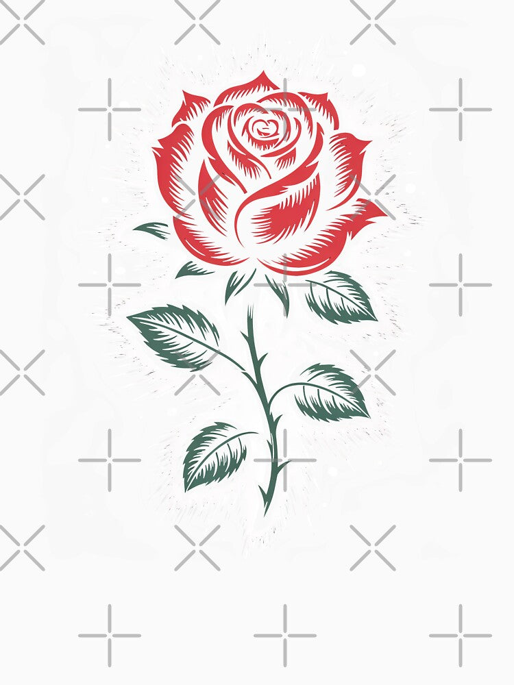 Tattoo Style Single Rose Head Burst Background Gothic Art by Say It With Ink