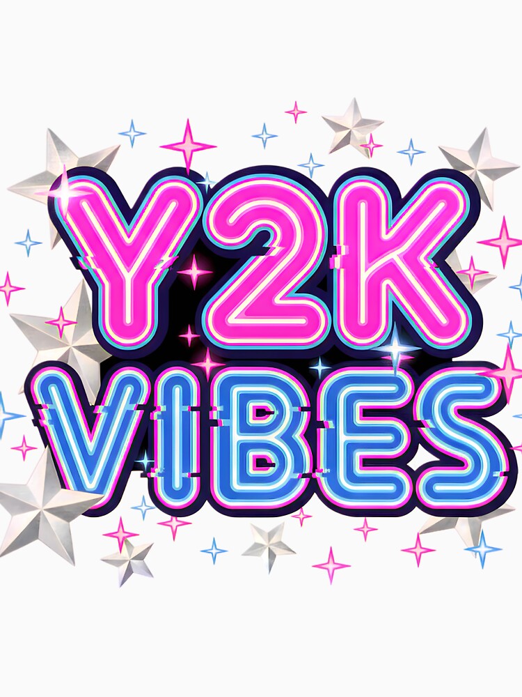 Y2K Vibes Neon Glitch Typography Retro T-Shirt by CryptoCactus