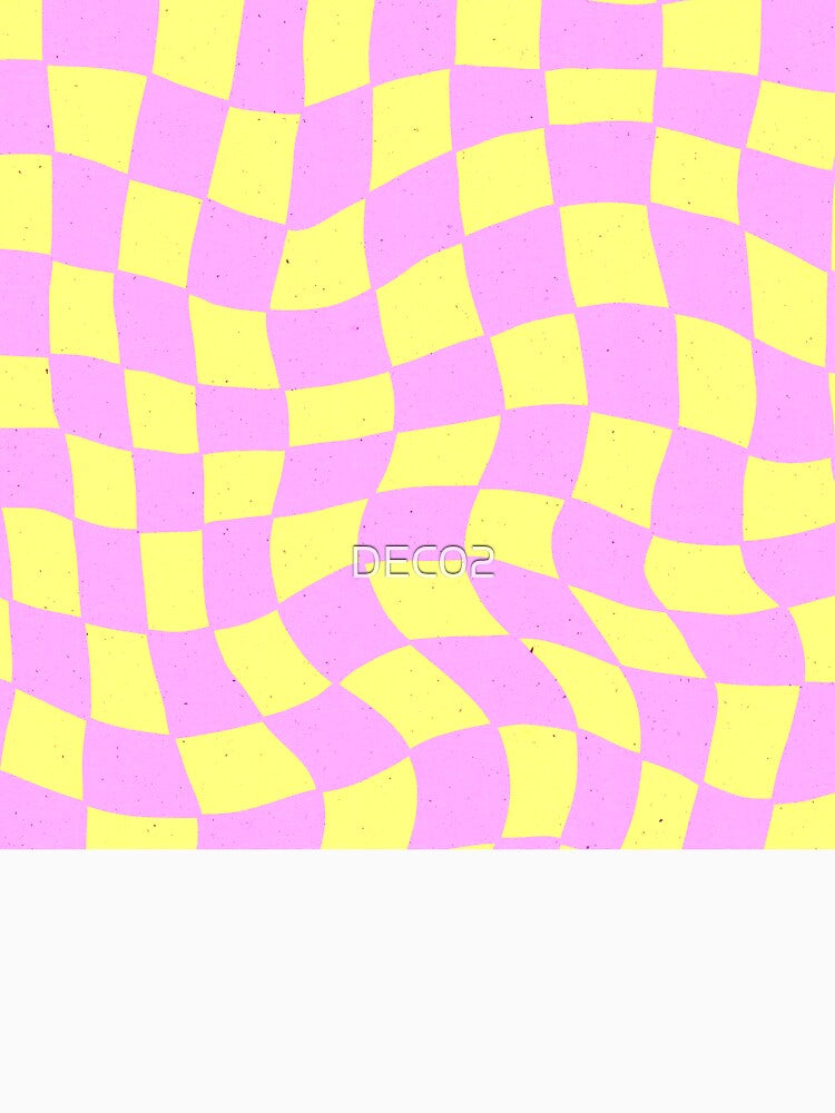 Y2K Pink Lipgloss And Yellow Wavy Checkered Pattern by DEC02