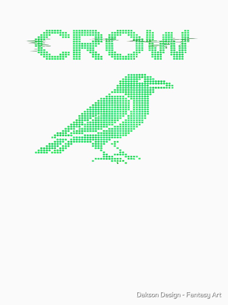 Digital Pixel Crow - Retro Green Terminal Glitch by Dakson Design - Fantasy Art