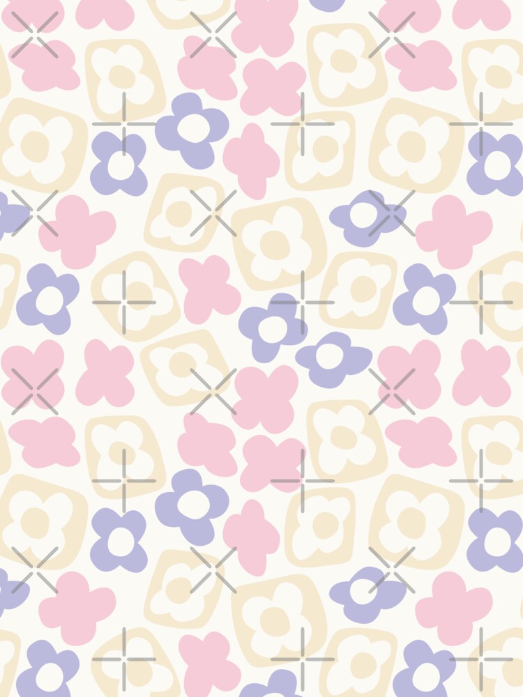 BOHO BOXY MODERN FLOWER PATTERN PASTEL PINK PURPLE BEIGE by blomastudios