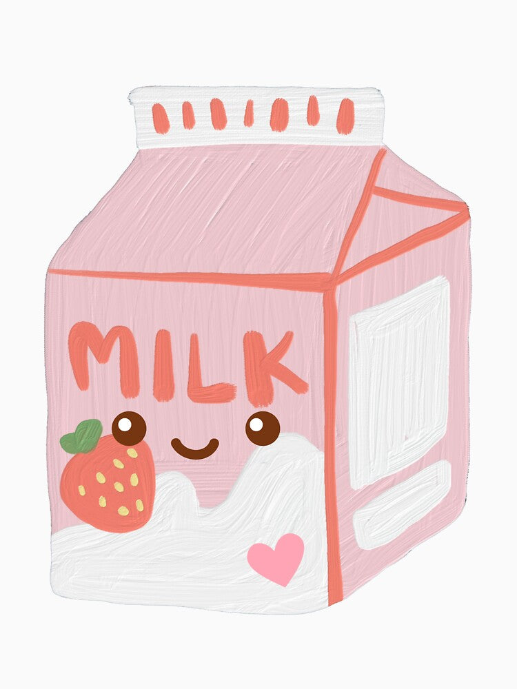 Kawaii Strawberry Milk Carton Sticker by Uryummypie