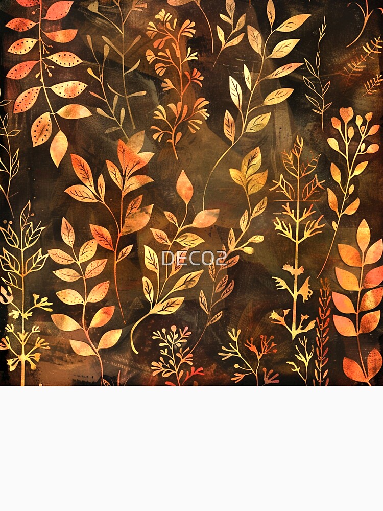 Golden Earth Tones Boho Leaves Designs Digital Art by DEC02