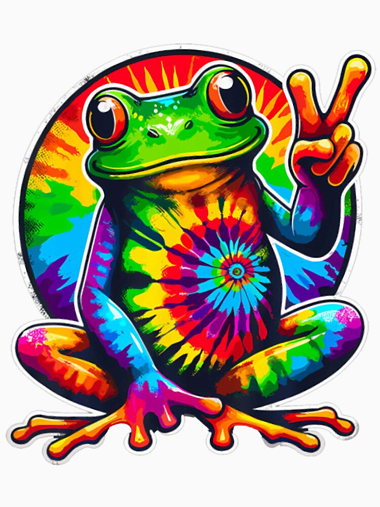 Tie Dye Frog Animal Peace Sign Hippie by AngelaLollar2