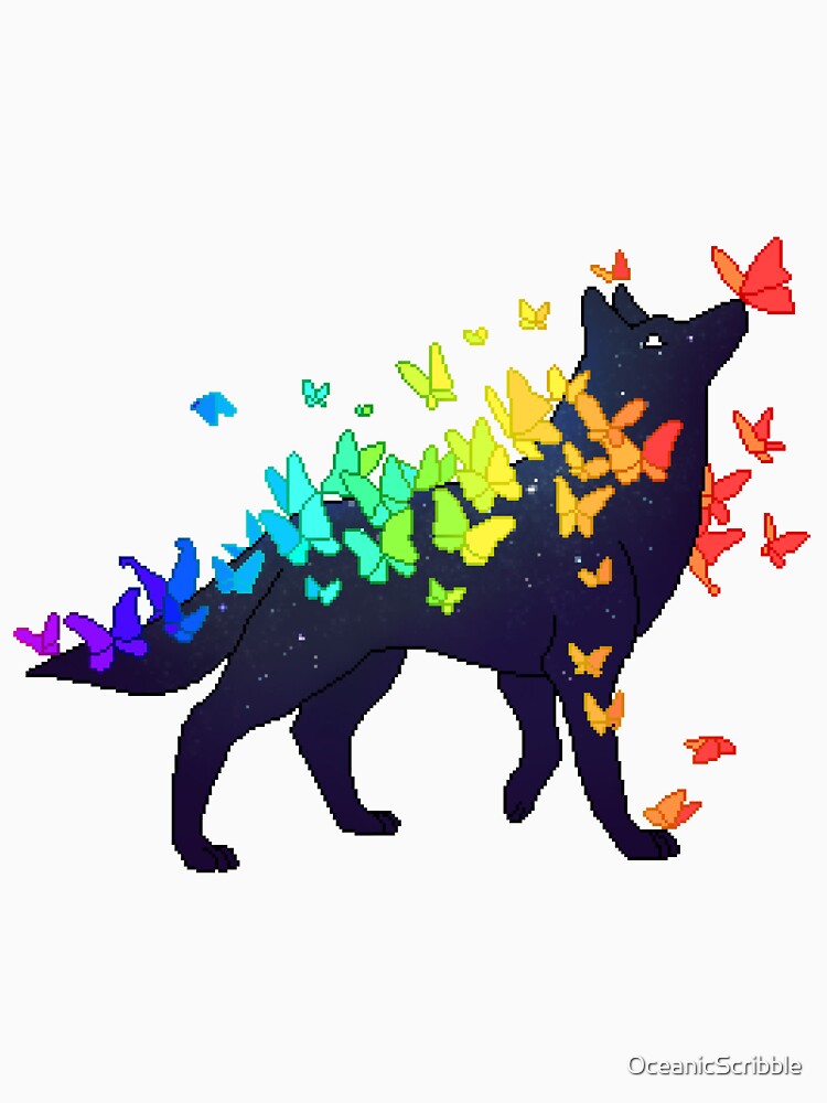 Rainbow Pride Galaxy Wolf by OceanicScribble