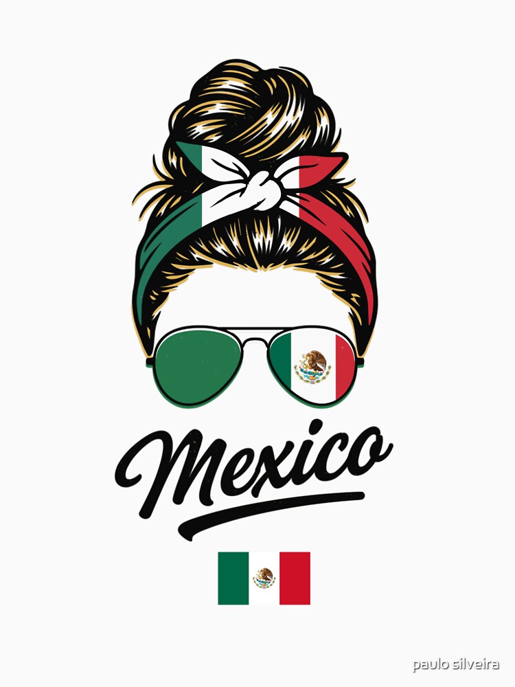 Mexico Pop Art Woman  – Vintage Woodcut Mexican Flag Sunglasses Graphic for Proud Mexico Supporters by paulo silveira