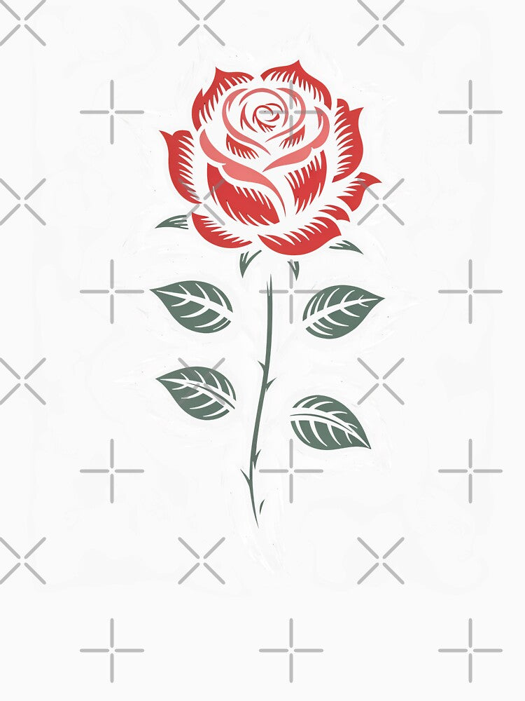 Single Gothic Rose Feathered Background Dark Tattoo Art by Say It With Ink