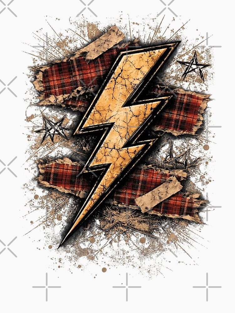 Grunge Lightning Bolt – Rock Electric Bolt Punk Metal Aesthetic Design by Happy'CLICK'