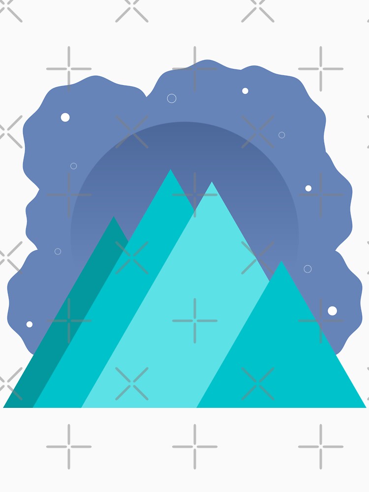 TEAL MOUNTAINS PURPLE NIGHT SKY MINIMALIST ILLUSTRATION Purple BG by MiraiDesigns by miraidesigns