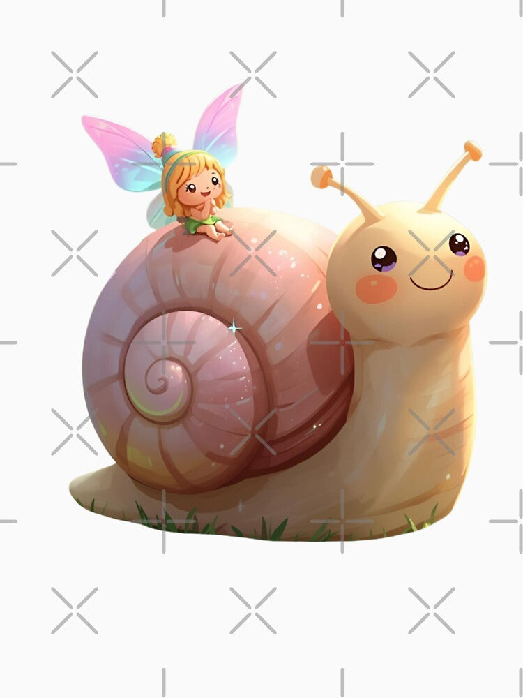 Little elf rides on a snail through the fairytale forest by SimonsDesignArt
