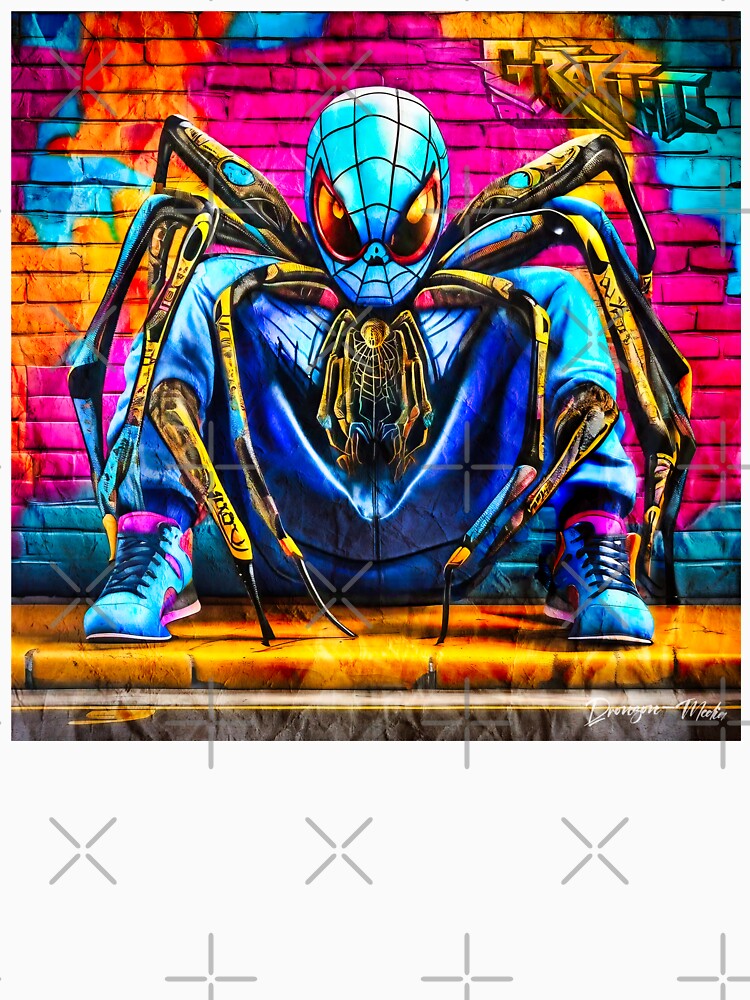 Urban graffiti street art Spider by Drone-tees
