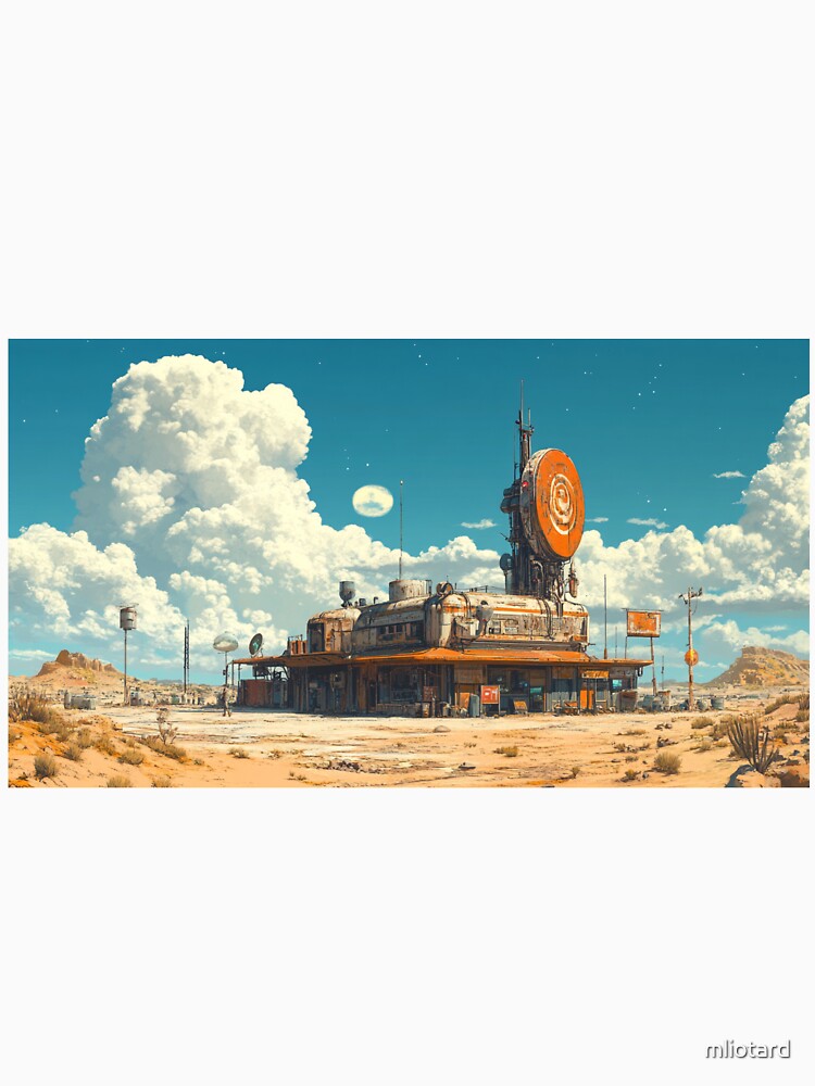 Retro Futurism Outpost – Sci-Fi Desert Station Illustration by mliotard