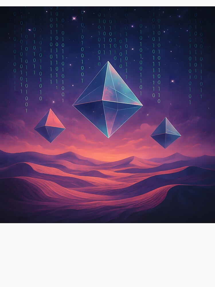 Surreal Desert & Floating Glass Pyramids – Dreamcore Binary Realm by JaroPrints