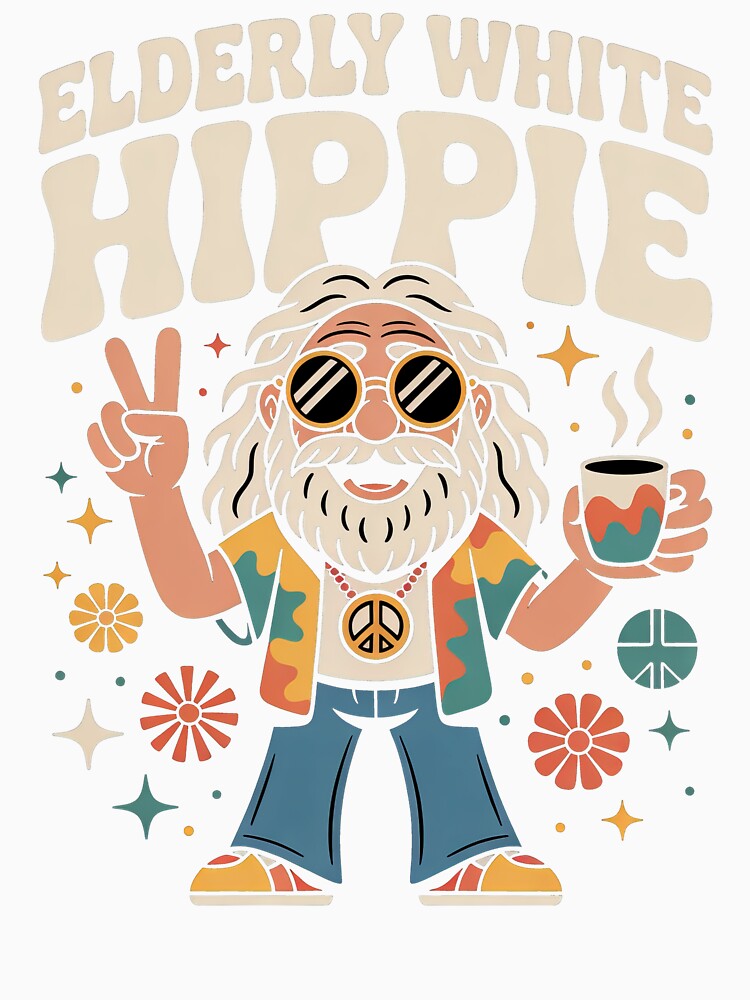 Elderly White Hippie Retro Design – Peace and Love Vintage Style by PosiMCreations
