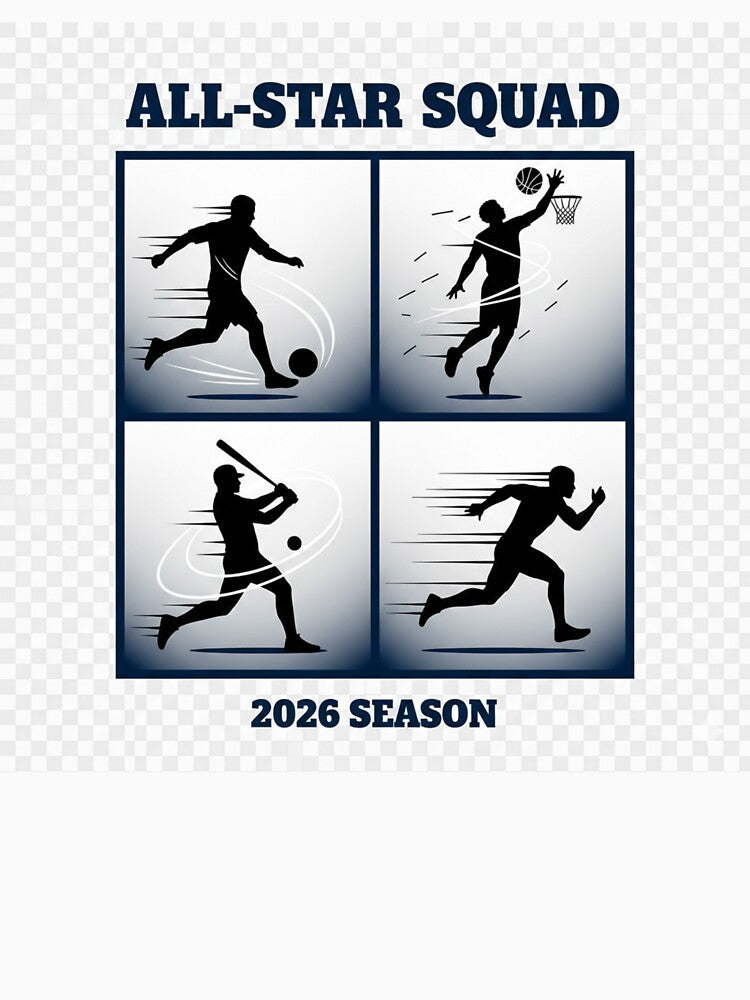 All-Star Squad 2026 Season Shirt – Multi Sport Athlete Silhouette Design – Soccer Basketball Baseball Running by YK SHOP