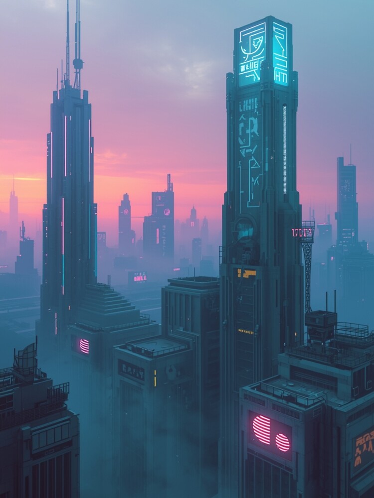 Neon Cyberpunk Skyline at Dusk by BetaStudioArt