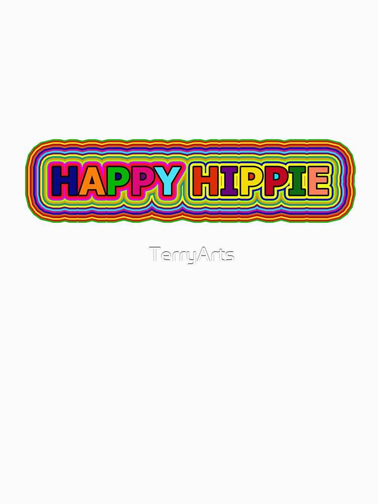 Colorful Happy Hippie Words Free Spirit Colorful Retro Lines 1 of 4 by Beachy