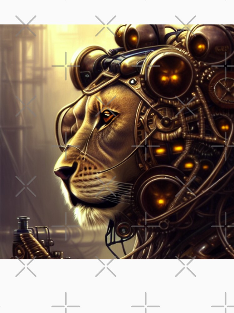 Dystopian Wasteland Cyborg Lion by ZenEverAI