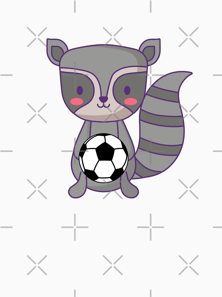 Cute Racoon Holding Soccer Ball by ijdesigns