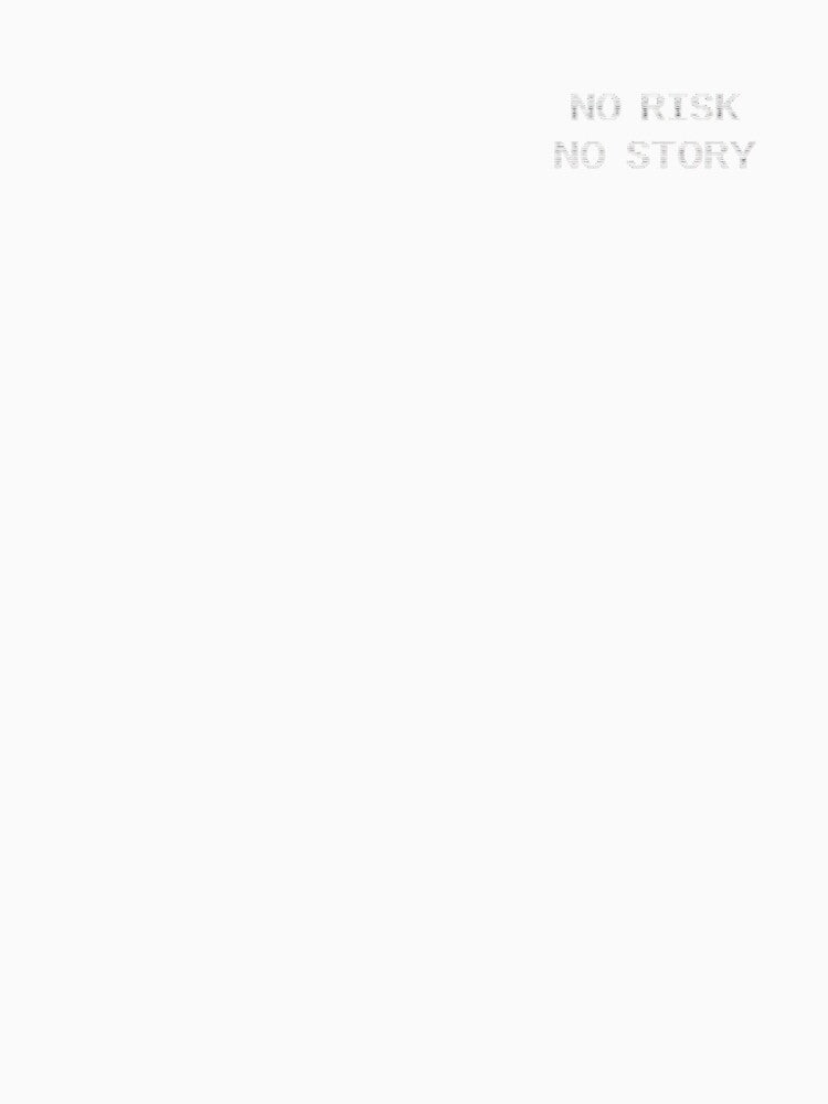 No Risk No Story – Minimalist Glitch Text Design in Black and White by PixelVibe782