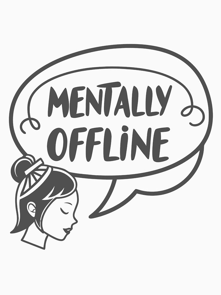 Mentally Offline – Minimalist Dark Typography Design by Pawcrafted
