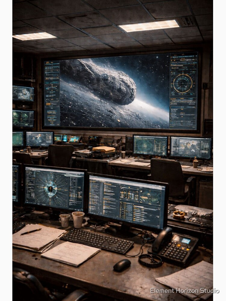 Asteroid Command Center Wall Art | Sci-Fi Mission Control Room Print by Element Horizon Studio