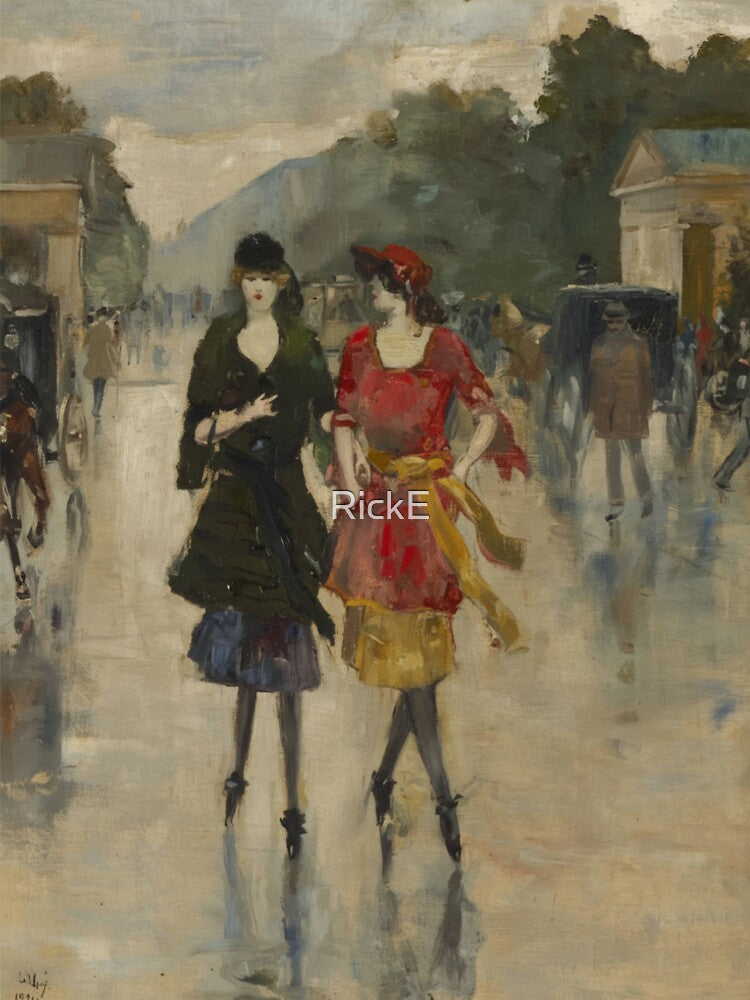 Berlin Street Impressionist Painting Fashionable Women Art Lovers by RickE