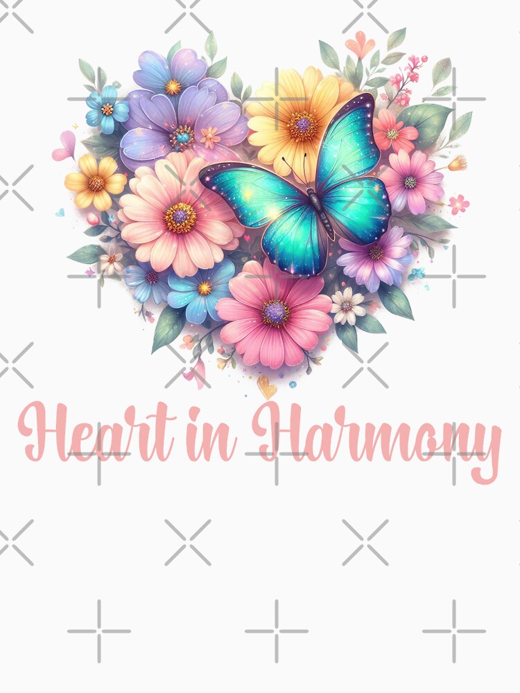 HEART IN HARMONY, FLORAL BUTTERFLY MENTAL HEALTH QUOTES, SELF LOVE QUOTES by PRINYOS