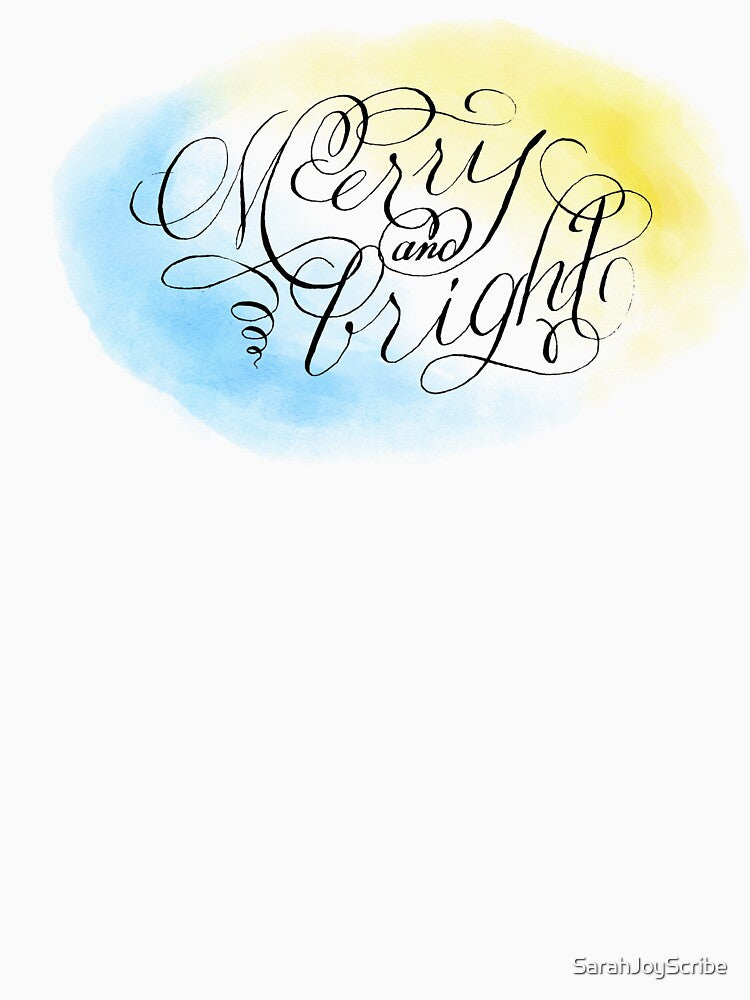 Merry and Bright Calligraphy with Watercolor by SarahJoyScribe