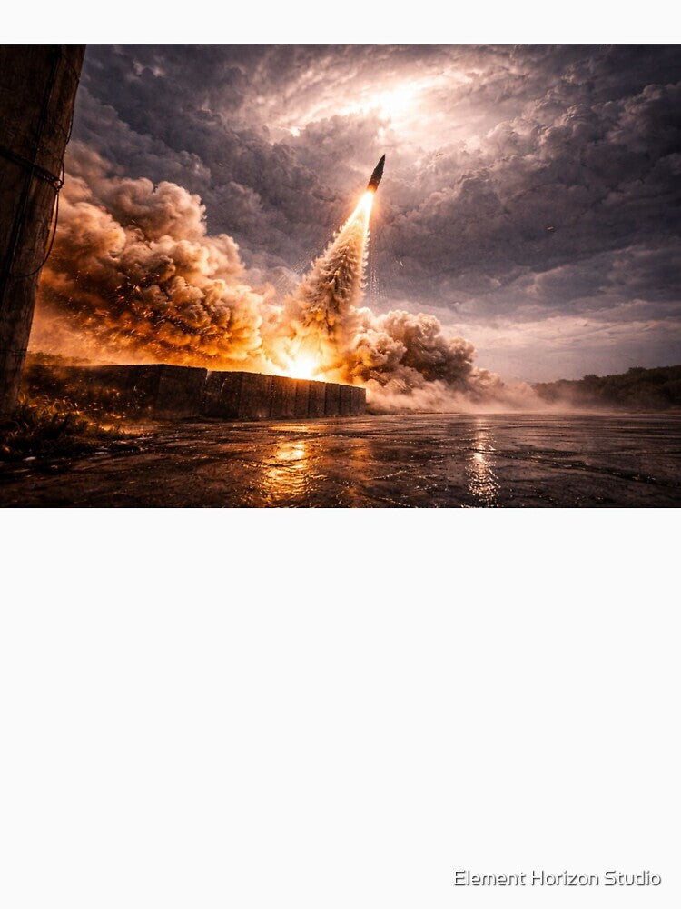 Rocket Launch Wall Art | Cinematic Sci-Fi Missile Launch Print by Element Horizon Studio