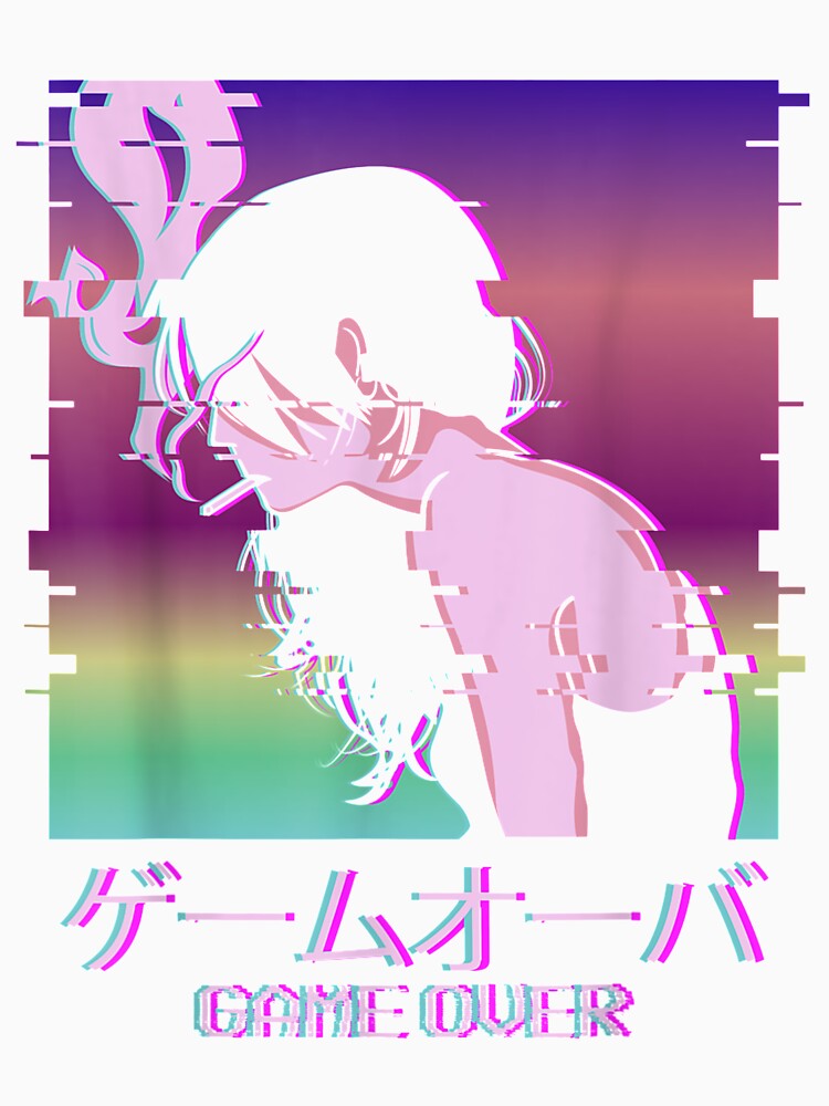 Japanese Vaporwave Sad Anime Girl Game Over Aesthetic by TERRYCOXSHOP