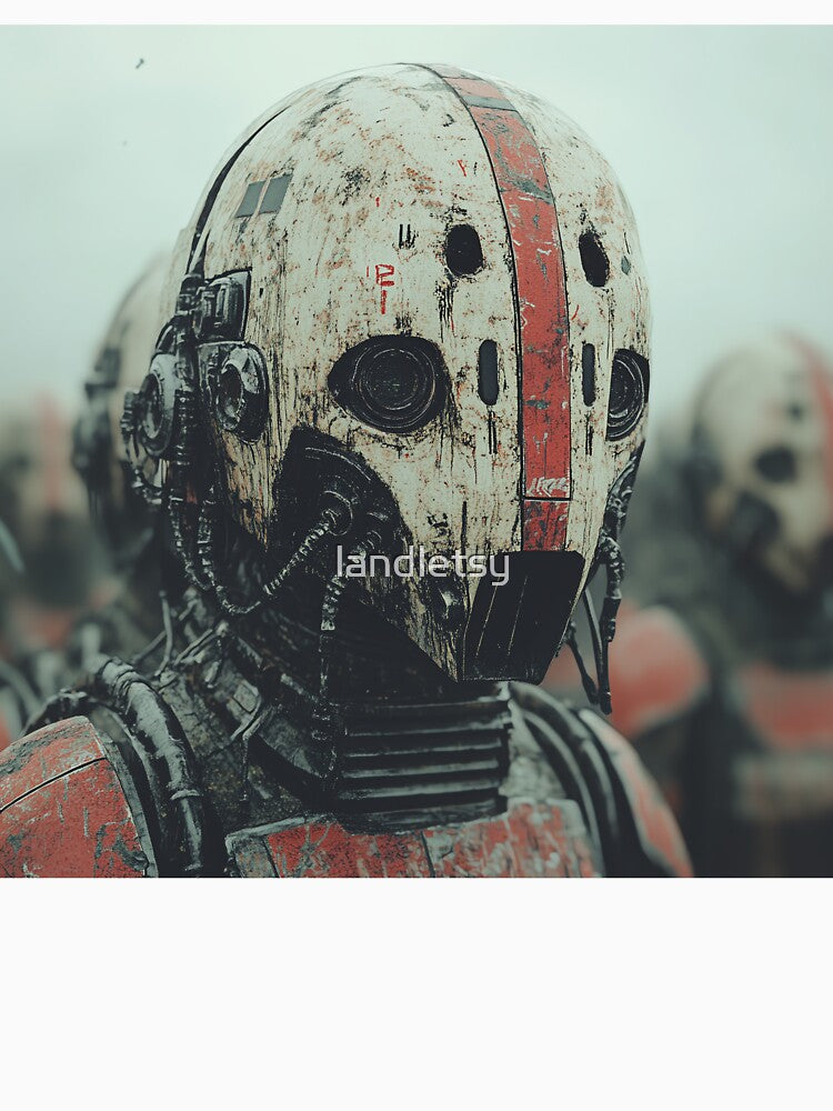 Worn Battle Robot with Red Markings by landletsy