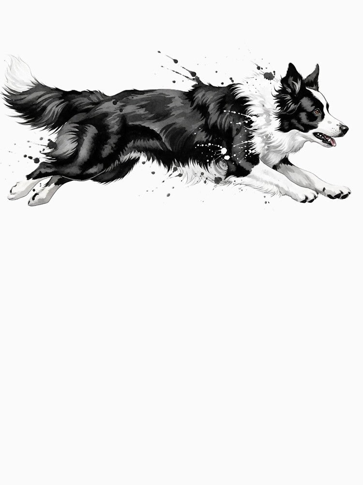 Border Collie Jumping – Dynamic Watercolor by josiasalves65