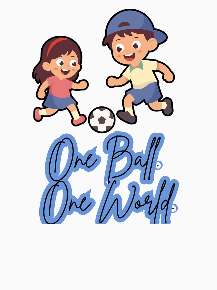 One Ball One World Soccer Kids T-Shirt | Cute Football Cartoon Design | Youth Sports Graphic Tee by UrbanEchoHub