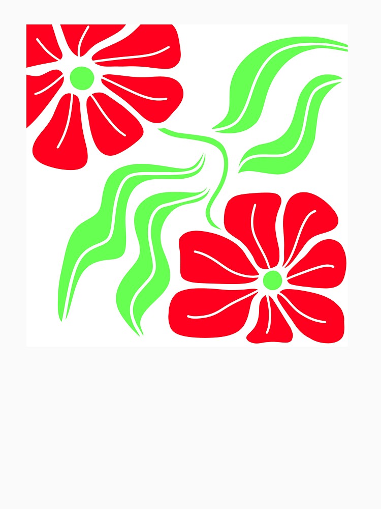 Red And Green Floral Boho On White by Sartoris Art