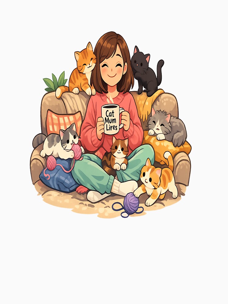 Cat Mom Life Cute Cat Lover Design – Cozy Cat Lady Aesthetic Gift for Cat Owners by ArtWaveStudio8