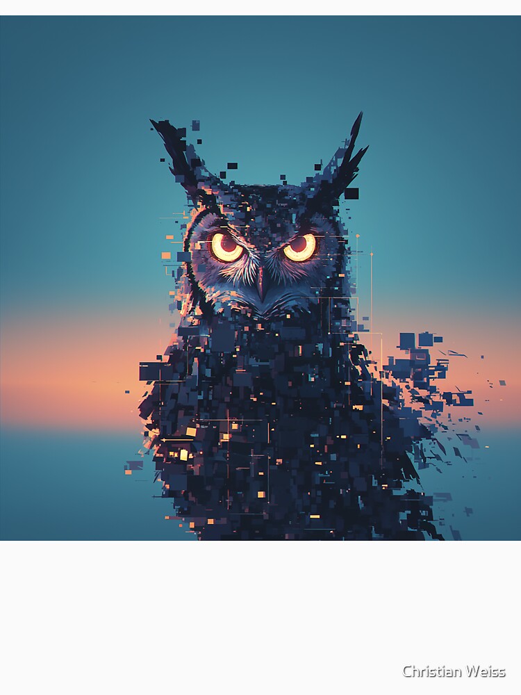 Glitchy Digital Owl Watcher by Christian Weiss
