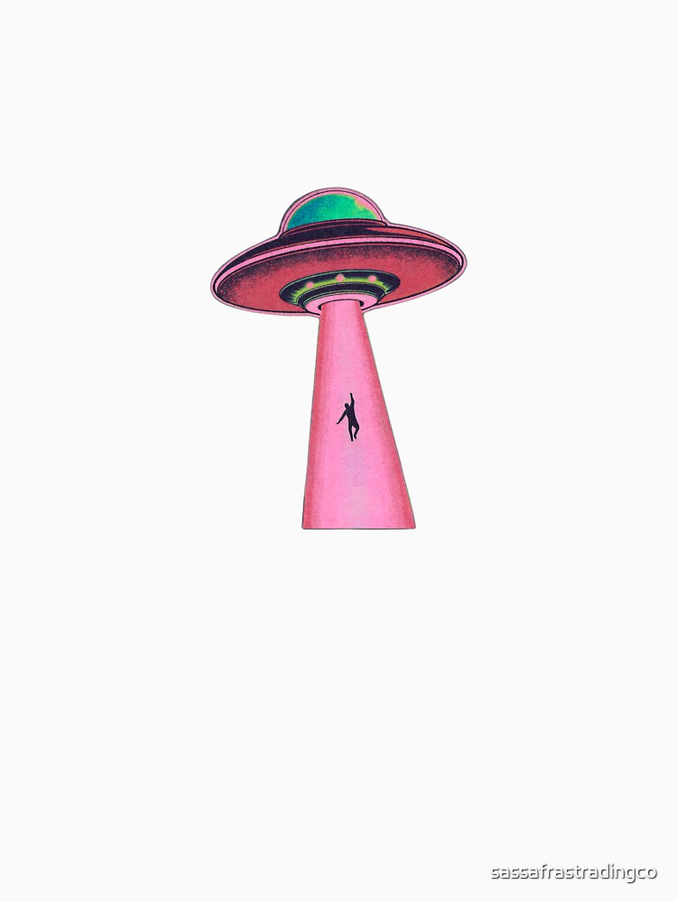 Take Me With You – Retro UFO Abduction (Pink&Green) by sassafrastradingco