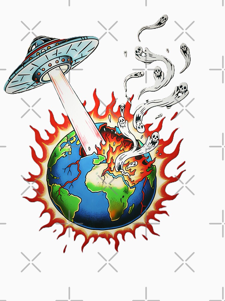 UFO Destroying Earth - Retro Sci-Fi Apocalypse by CoffinsArt